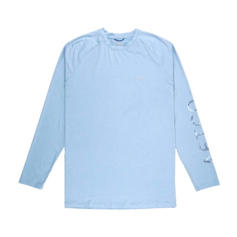 AFTCO Samurai 2 Sun Protection Long Sleeve Shirt Airy Blue Heather Small