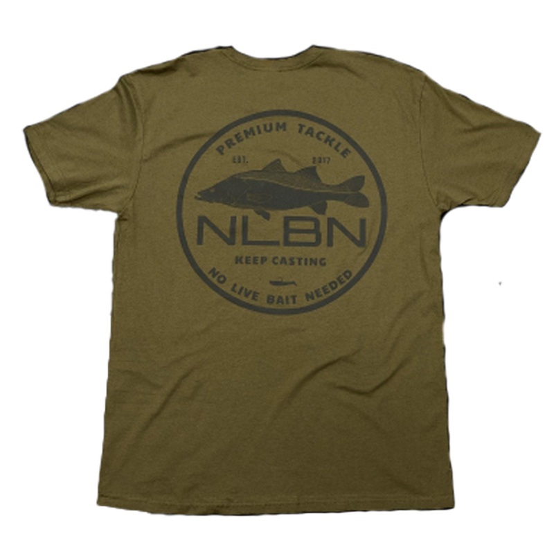 NLBN Cotton Short Sleeve - Military Green - NLBN Grey Snook Stamp Medium