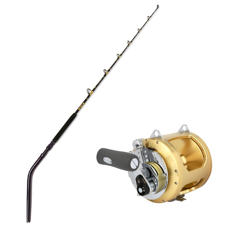 SHIMANO Tiagra 50WLRSA with CHAOS 6FT Rod Combo SW 50-100 Sword SiC Curv Blackout