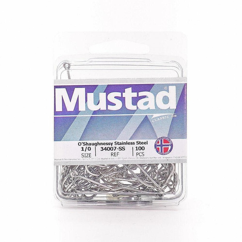 Mustad 34007 Stainless Steel O'Shaunghnessy Hook 50PK-100PK 50PK 1/0