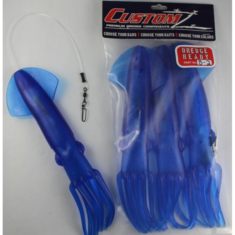 Fish Razr Dredge Ready Rigged Squid 12" Blue