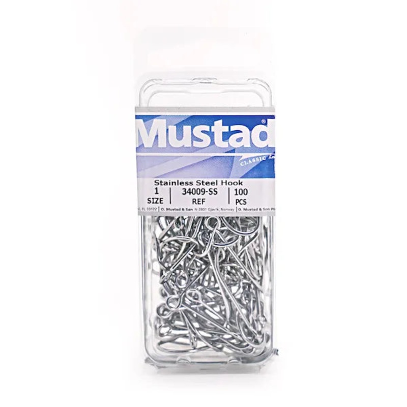 Mustad O`Shaughnessy Stainless Steel Hook 8/0 50 Pack