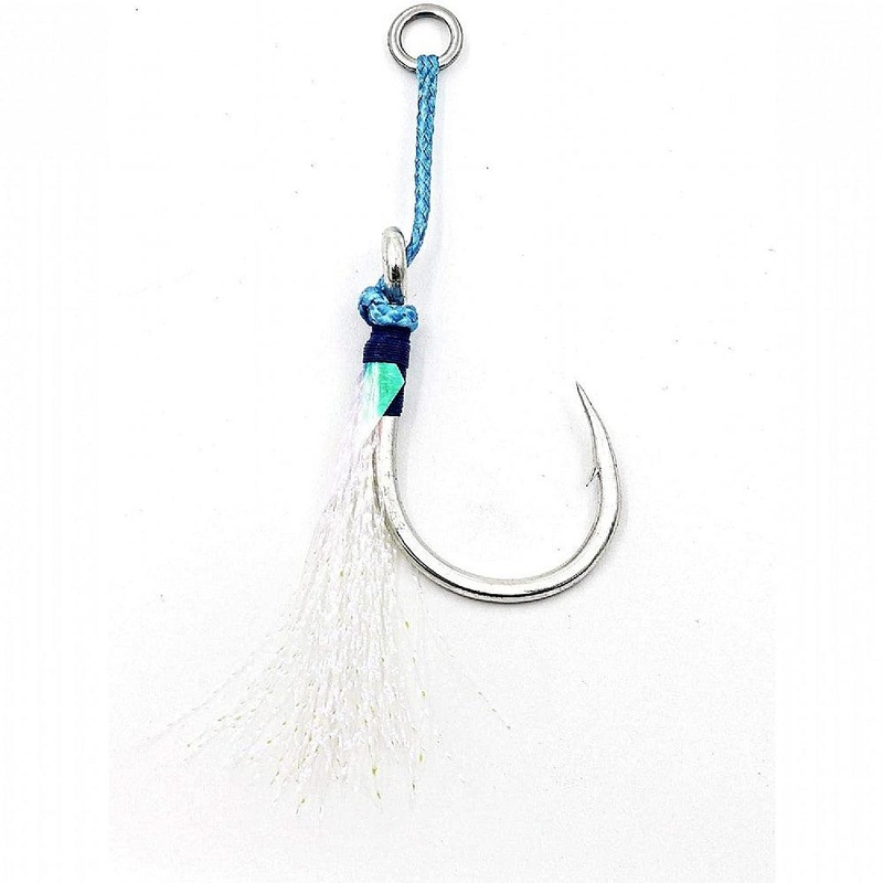 Mustad Ocean Camo Assist Rig, Blue with Flash & Ring -10881NP-DT - 3PK 11/0