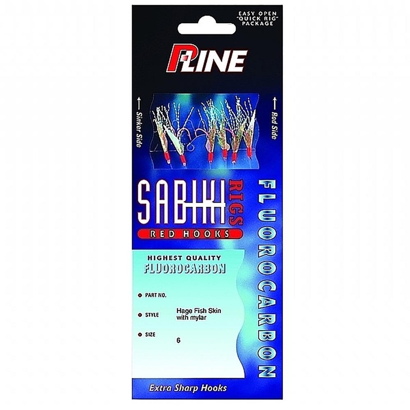 P-Line Sabiki with Mylar Fluorocarbon with Red Hook 6