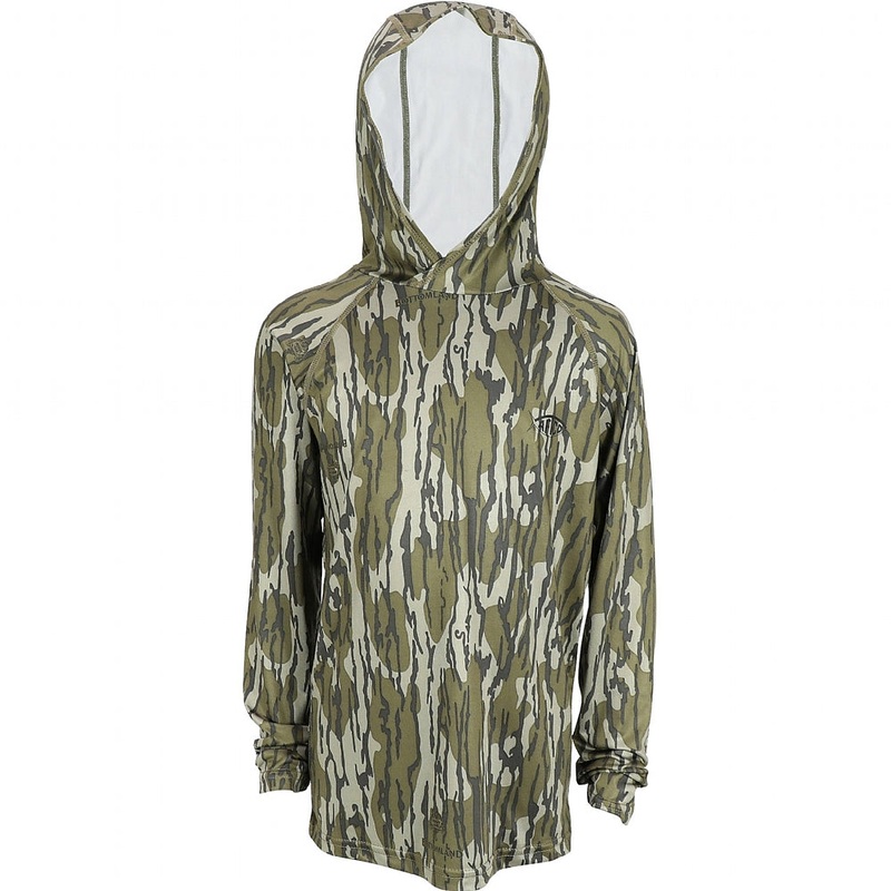 AFTCO Youth Mossy Oak Hooded Performance Shirt Bottomland Youth Small