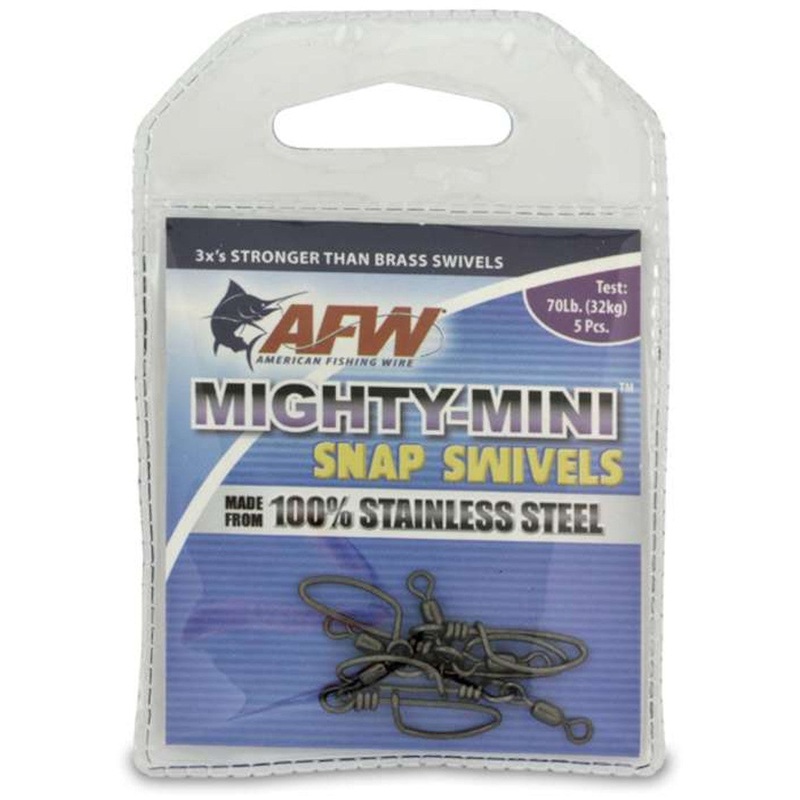 AFW Mighty Mini Stainless Steel Snap Swivels - Gunmetal Black 70# 5Pc/Pack