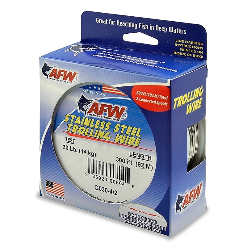 AFW Stainless Steel 2-Connected Trolling Wire 600FT - Bright 30#