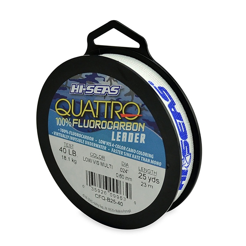 Hi-Seas Quattro Fluoro Leader 25yds - 4-Color Camo 12#