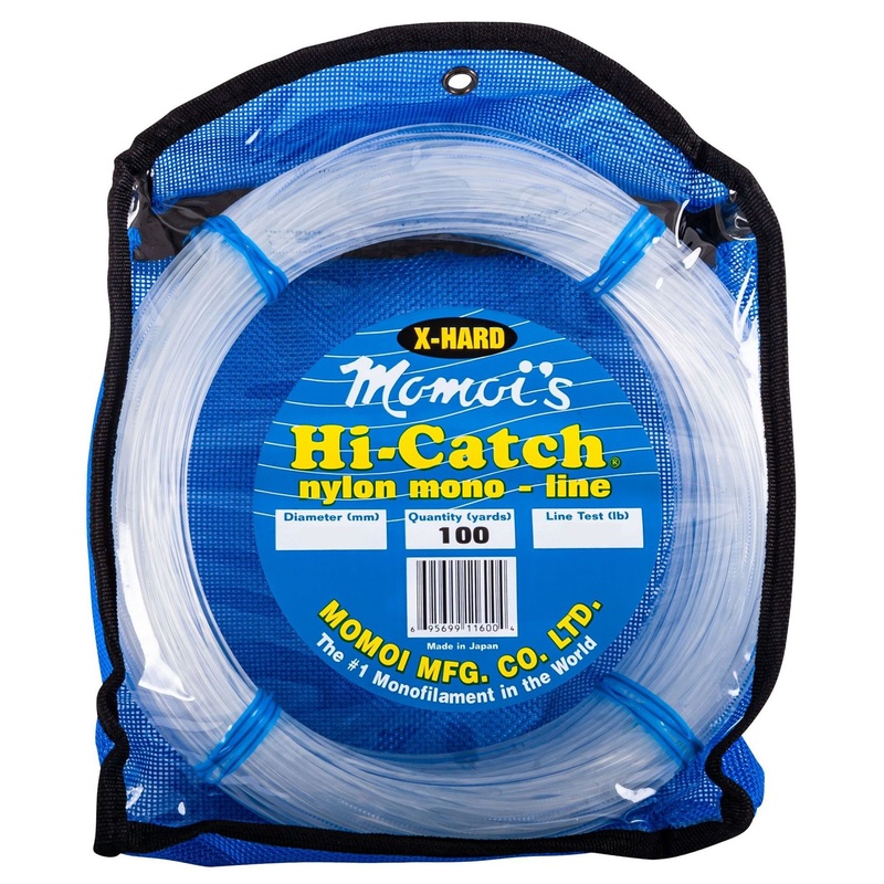 Momoi Hi-Catch Xtra-Hard Monofilament Leader Clear White - 100 yards 80#