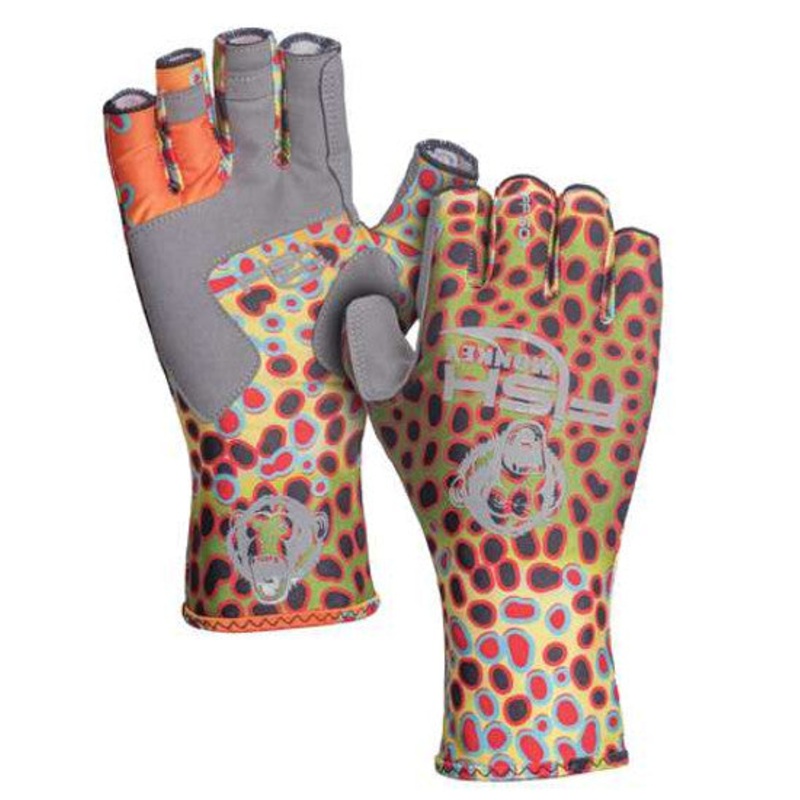 Fish Monkey Half Finger Guide Glove Brown Trout Medium