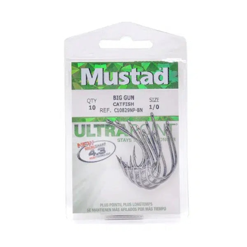 Mustad C10829NP Black Nickel Big Gun Catfish Hook 6/0