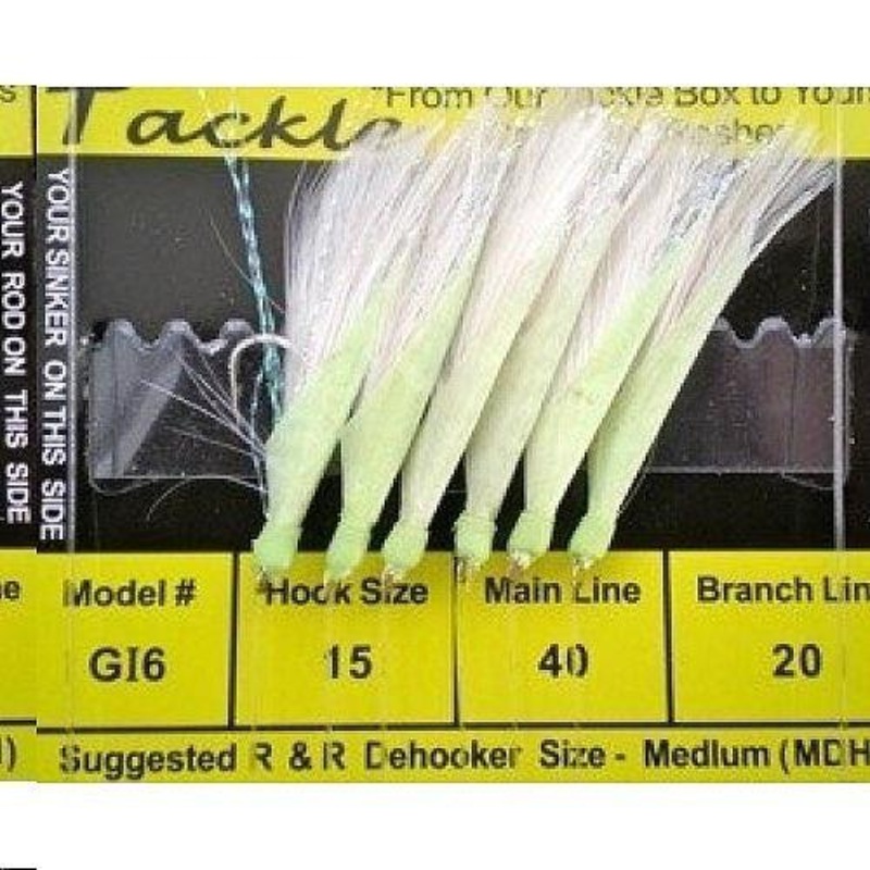 R&R Sabiki Goggle Eye Rig White Feathers with Flash White 6