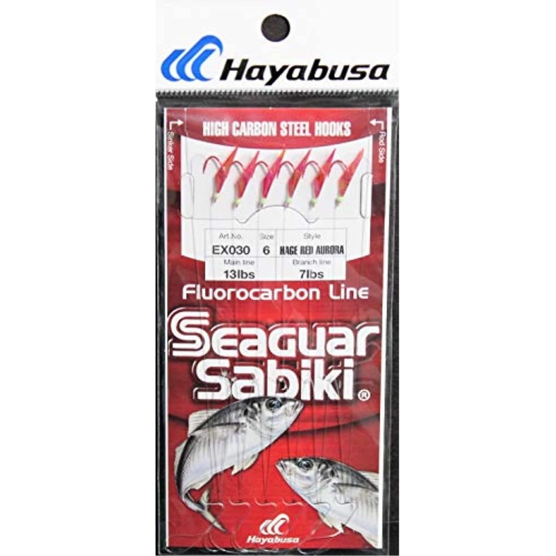 HAYABUSA EX0304 Hage Red Skin Aurora Finish 6-hook Seaguar Sabiki Rig 4