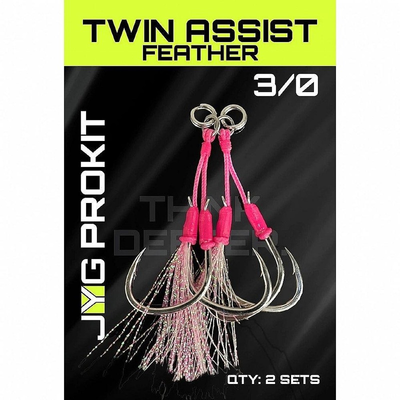 Jyg Pro Twin Assist Feather Hook - Pink 1/0