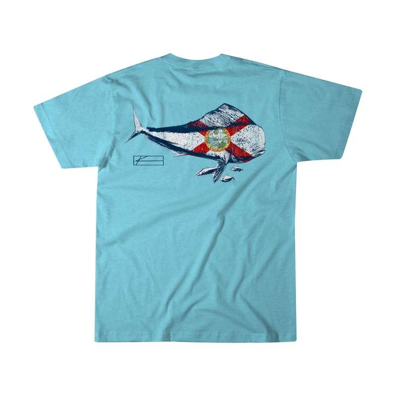 KSCOTT Mahi Flag Tee Light Blue Heather Small