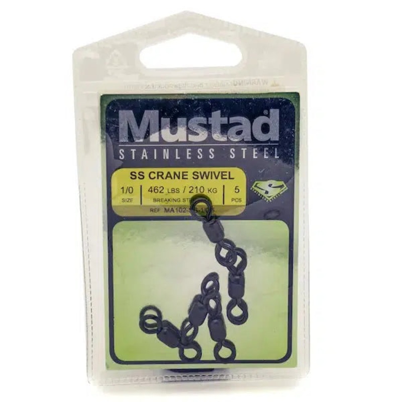 Mustad MA102 Crane Stainless Steel Swivel 507#2/0 5 Pack