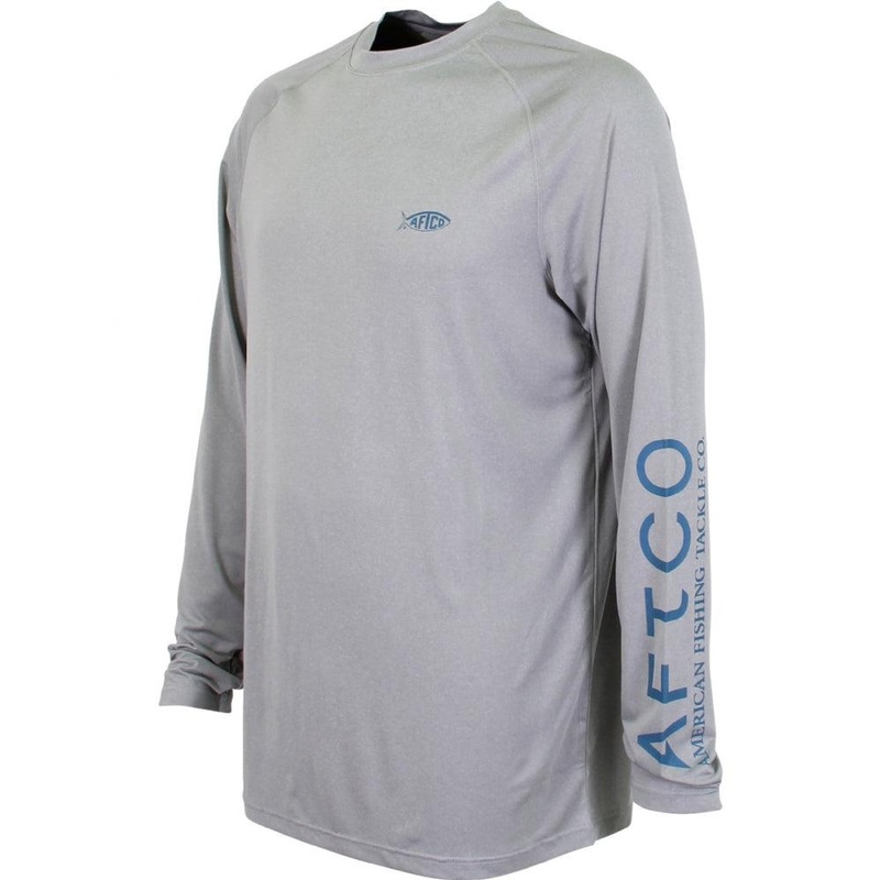 AFTCO Samurai Heathered Long Sleeve Shirt Aquifer Small