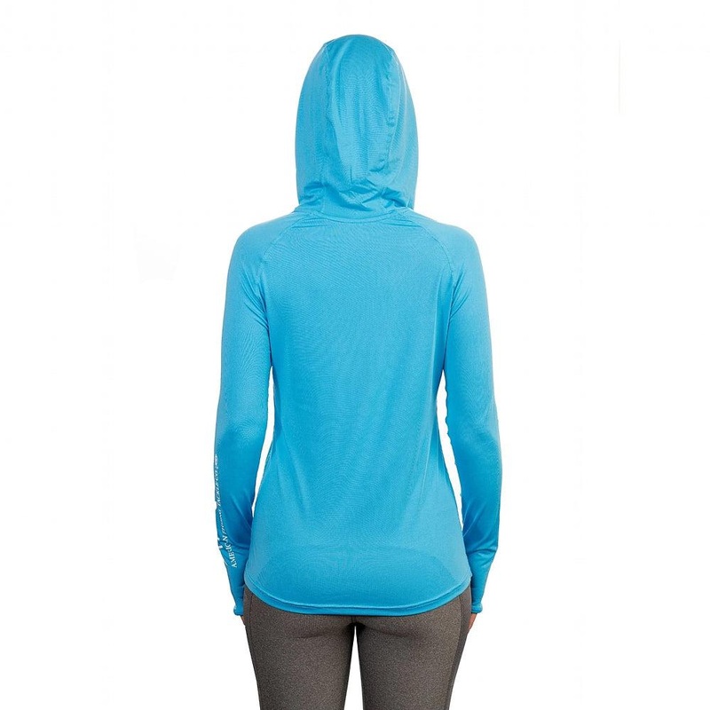 AFTCO Womens Long Sleeve Samurai Sun Protection Hoodie Horizon Blue XSmall