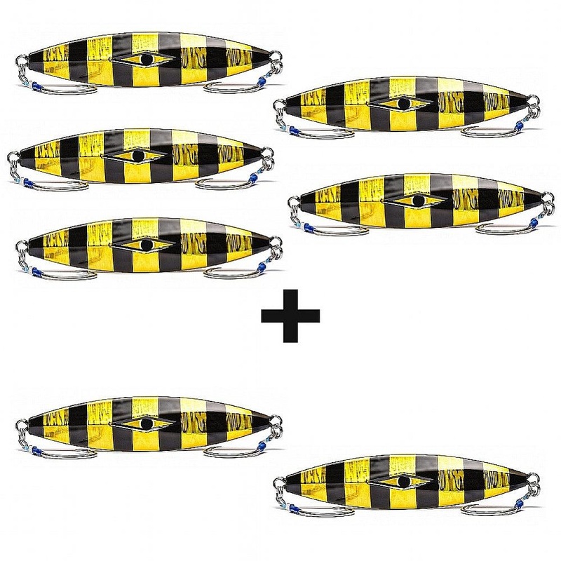 Buy 5 + 2 FREE Mustad Staggerbod Slow Fall Jig 150g Bumblebee