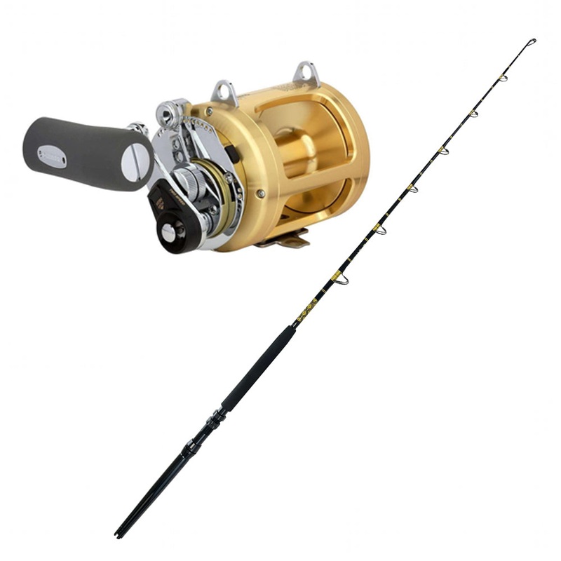 CHAOS ECL 30-50 2PC 6FT Gold Rod with Conventional Reel Combo CHAOS ECL 30-50 SIC Guides 2PC Tournament Series 6FT Gold SHIMANO Talica 25II 2SPD LD