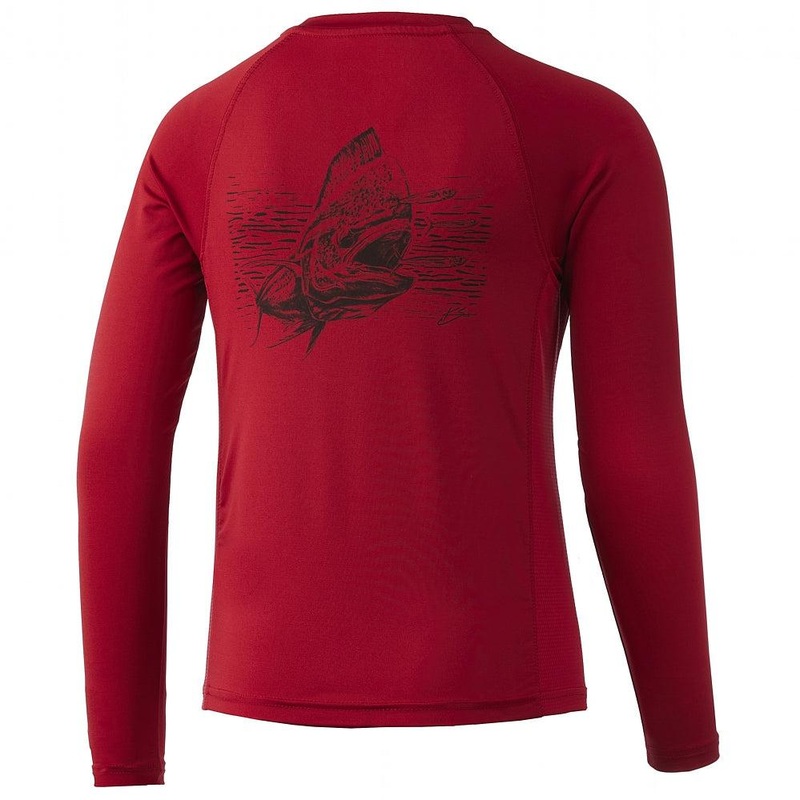 HUK Youth KC Big Bull Long Sleeve Blood Red Youth XSmall