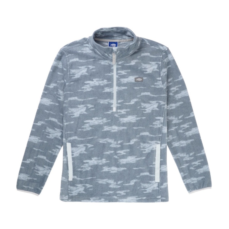 AFTCO Ahoy 1/4 Zip Fleece Light Gray Blur Camo Small
