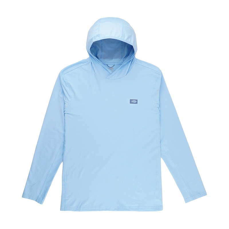 AFTCO Air-O Mesh Hooded Fishing Shirt Airy Blue Heather Small