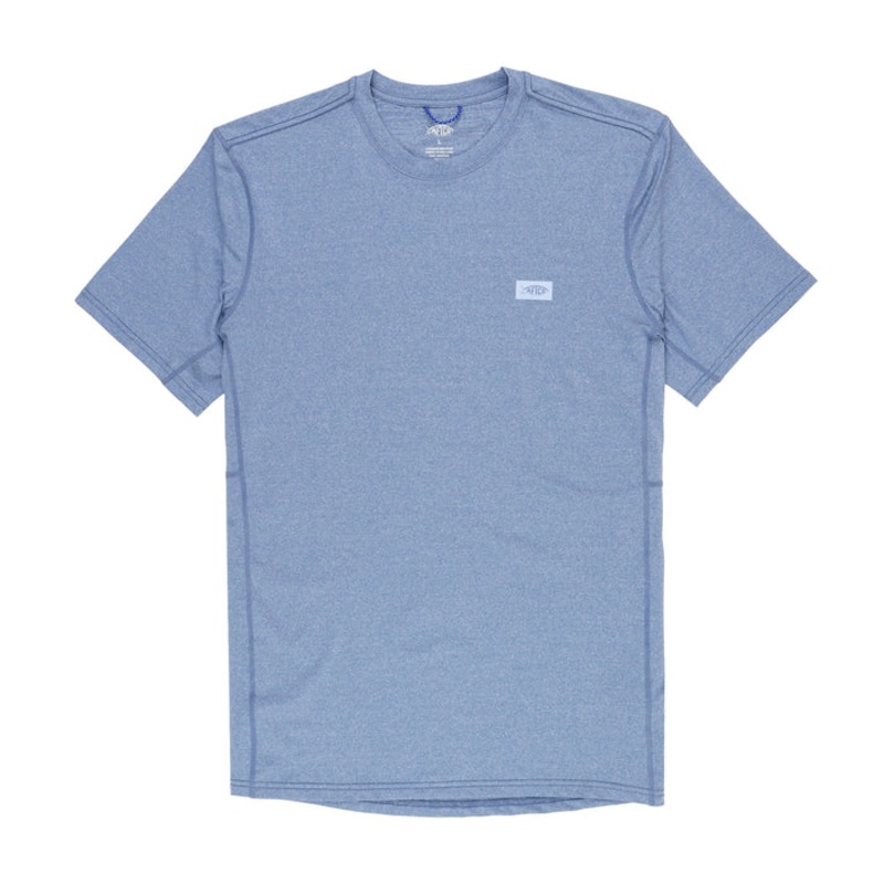 AFTCO Air-O Mesh Short Sleeve Fishing Shirt Bering Sea Heather Small