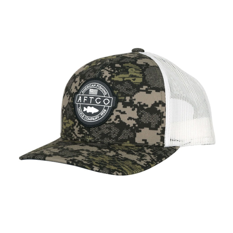 AFTCO Bass Patch Trucker Hat Green Camo
