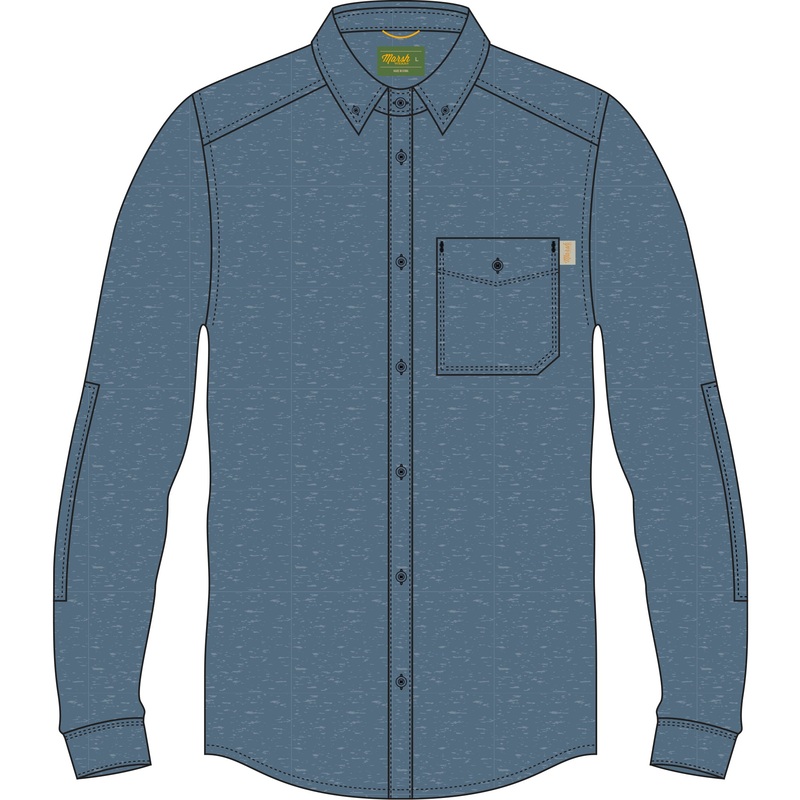 Marsh Wear Lobeco Long Sleeve Button up Shirt Bluefin Heather Small
