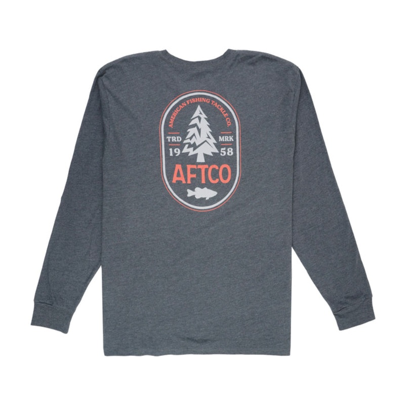 AFTCO Coordinates Long Sleeve T-Shirt Charcoal Heather Small