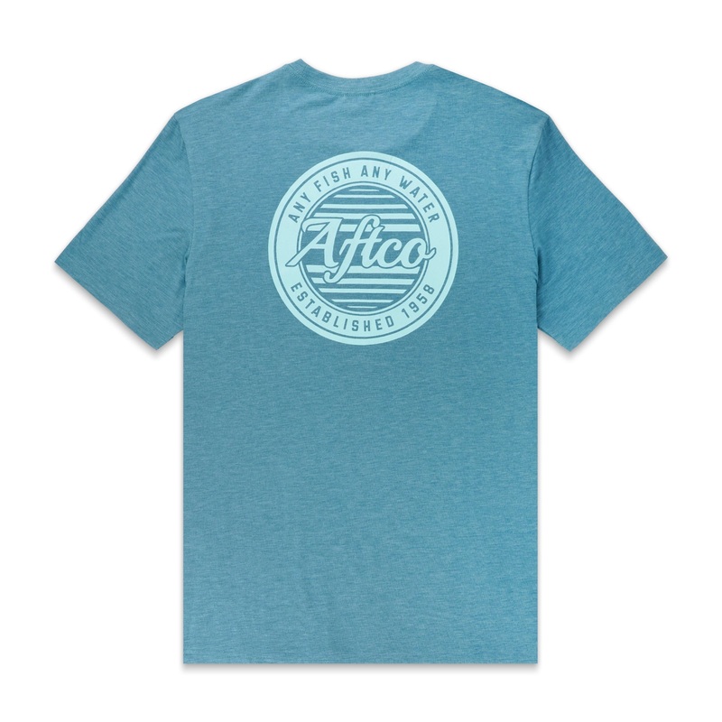 AFTCO Ocean Bound UPF Short Sleeve Shirt Arctic Heather Small