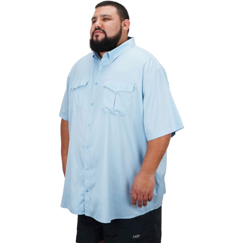 AFTCO Rangle Big Guy Short Sleeve Vented Fishing Shirt Airy Blue 3XLarge