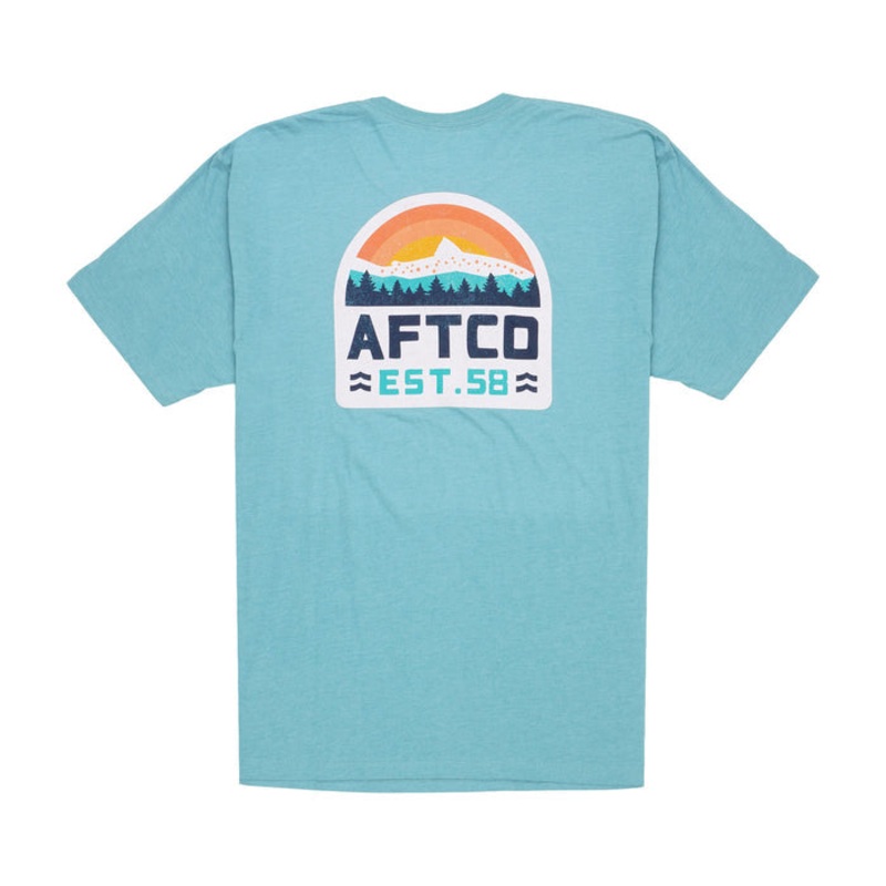 AFTCO Rustic Short Sleeve T-Shirt Aquifer Heather Small