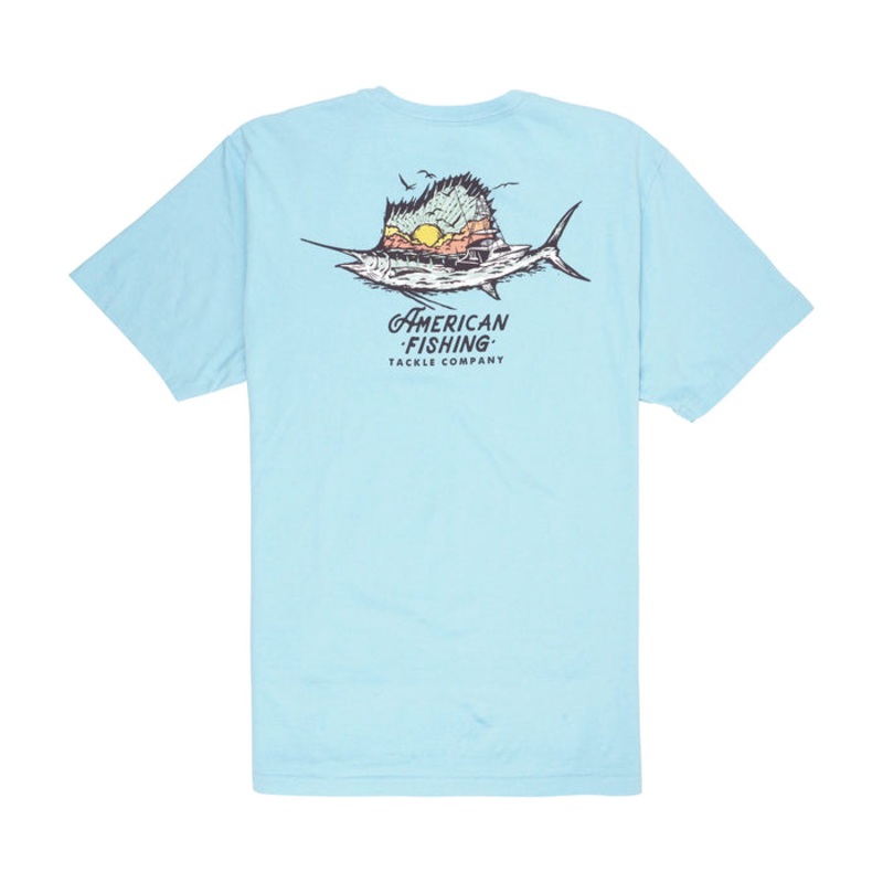 AFTCO Sailfishing Short Sleeve T-Shirt Light Blue Small