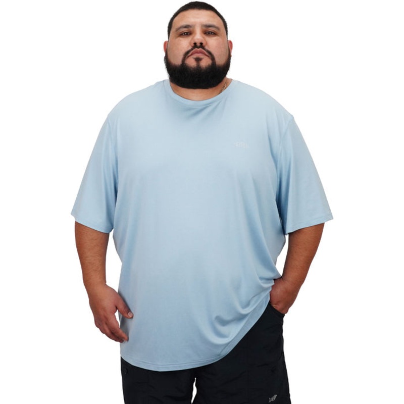 AFTCO Samurai Big Guy Short Sleeve Performance Shirt Airy Blue Heather 3XLarge