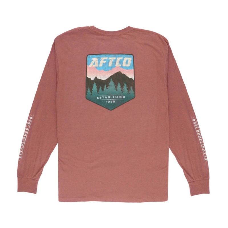 AFTCO Surface long Sleeve Long Sleeve T-Shirt Brick Heather Small