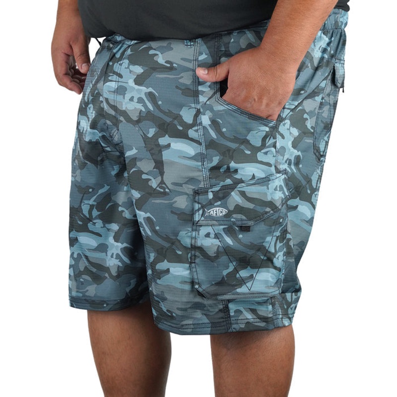 AFTCO Tactical Big Guy Fishing Shorts Blue Camo 46