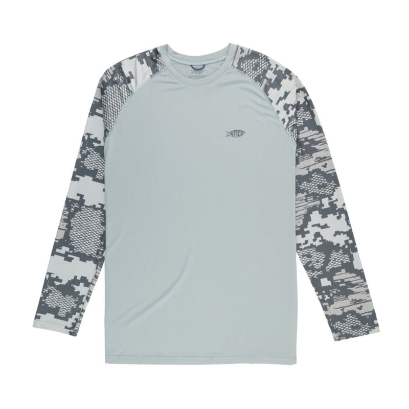 AFTCO Tactical Camo Long Sleeve Performance Shirt Light Gray Digi Camo Small