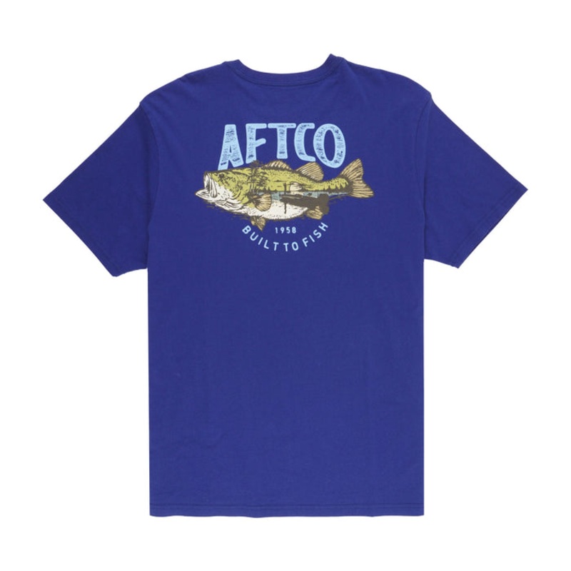 AFTCO Wild Catch Short Sleeve T-Shirt Storm Blue Small