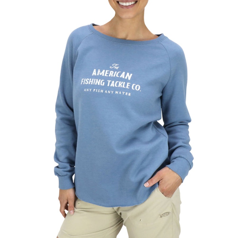 AFTCO Women's Whiskey Crewneck Fleece Light Blue XSmall
