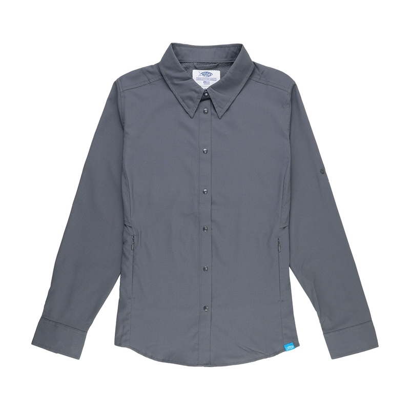 AFTCO Women's Wrangle Long Sleeve Vented Fishing Shirt Charcoal XSmall