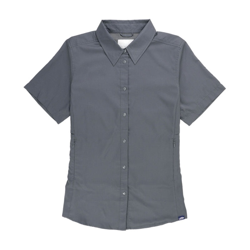 AFTCO Women's Wrangle Short Sleeve Button Down Shirt Charcoal XSmall