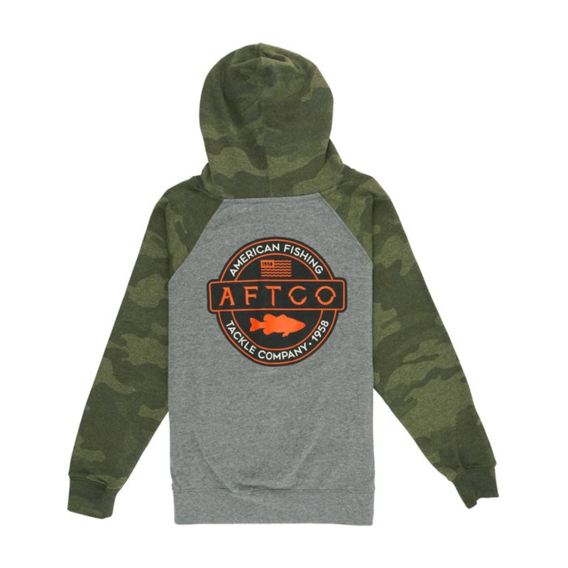 AFTCO Youth Bass Patch Pullover Hoodie Forest Camo Youth Small