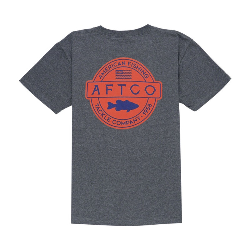 AFTCO Youth Bass Patch Short Sleeve T-Shirt Excalibur Heather Youth Small
