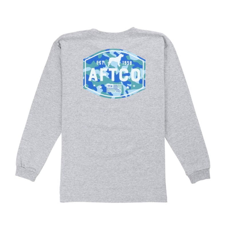 AFTCO Youth Best Friend Long Sleeve T-Shirt Athletic Heather Youth Small