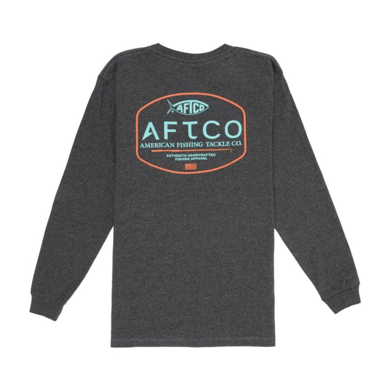 AFTCO Youth Handcrafted Long Sleeve T-Shirt Charcoal Heather Youth Small
