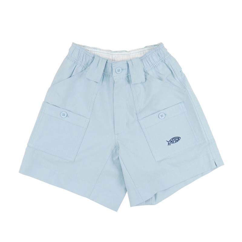 AFTCO Youth Stretch Original Fishing Shorts Light Blue Heather 22