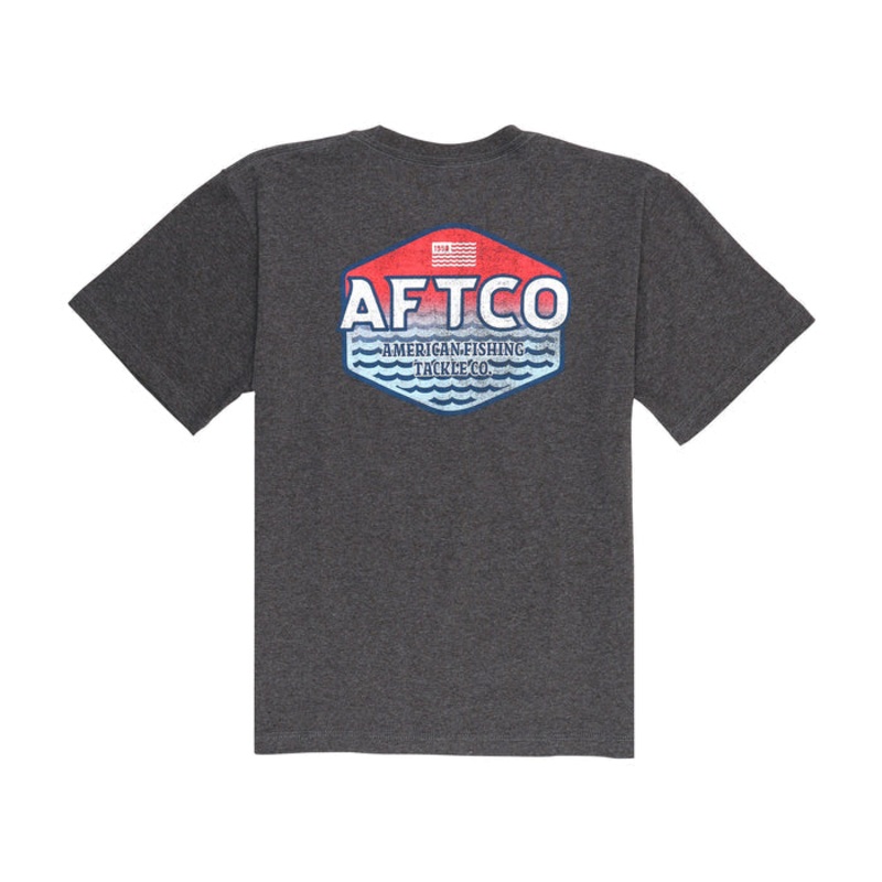 AFTCO Youth Sunset Short Sleeve T-Shirt Charcoal Heather Youth Small