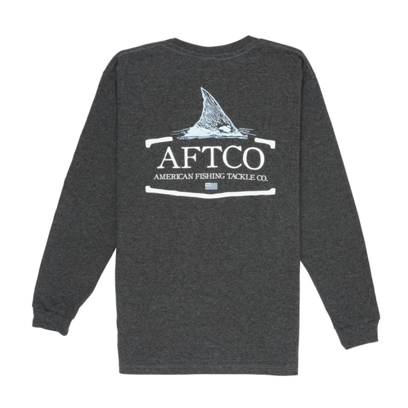 AFTCO Youth Tall Tail Long Sleeve T-Shirt Charcoal Heather Youth Small